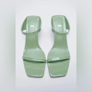 Zara Green Crocodile Heels Sz 38